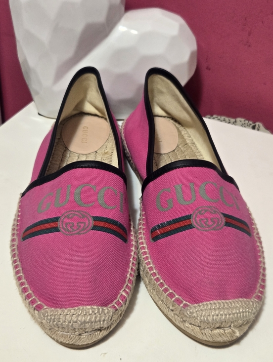 Gucci Shoes - EUC GuccI Pilar Pink Canvas Logo Espadrilles Size 10 USA